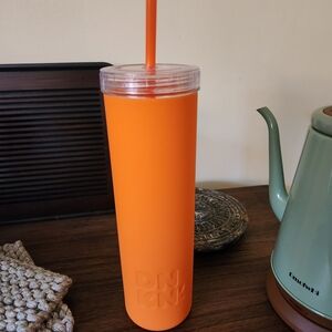 Vibrant Orange Tumbler with Straw